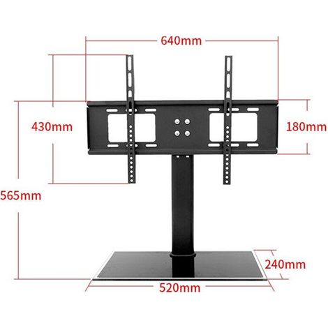 Support Mural Tv Support Tv De Bureau À Colonne Unique 32-55" Tsd800 - Charge 40 Kg, Vesa Max 200x200, Réglage En Hauteur Sur 3 Niveaux (1/3)