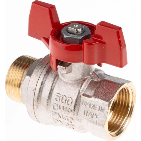 Robinet à boisseau sphérique haute pression en Laiton BSPP 3/4" Poignée Rouge 2 voies ( Prix pour 1 ) (1/3)