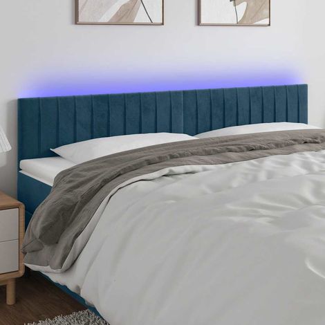 vidaXL Tête de lit à LED Bleu foncé 180x5x78/88 cm Velours (1/5)