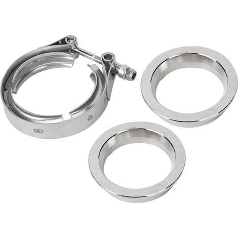 Collier de serrage en V en acier inoxydable pour tuyau d’échappement – 63 mm (2,5 pouces), avec bride intégrée, lot de 1 (1/5)