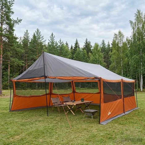 vidaXL Tente familiale Gris et orange 600 x 400 x 268 cm (1/5)
