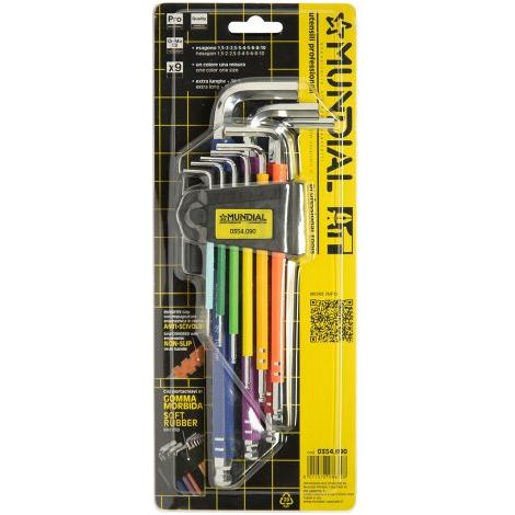 CHIAVI ESAGONALI PLASTIFICATE EXTRA LUNGHE IN SERIE (1,5-10) 9 pezzi