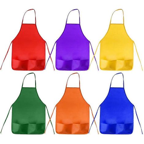 Lot de 12 blouses de peinture pour enfants, 6 couleurs -- (1/5)