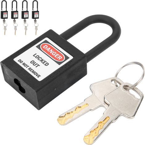 5 jeux de cadenas de sécurité isolés en Nylon, 38mm, durables, anti-poussière, avec clé noire (1/5)