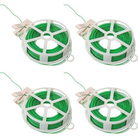 Liens de Jardinage en Fil de Fer Plastifié Vert, 4 Rouleaux de 50 M, Fil Souple pour Attacher Plantes, Tuteurs et Tomates, Accessoires Flexibles pour Palissage Extérieur (1/5)