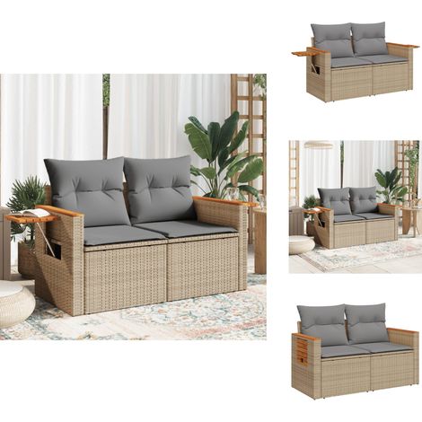 Canapé de jardin avec coussins 2 places beige résine tressée - Canapé De Jardin - Salon De Jardin - Meuble De Jardin - Résine Tressée - Rotin Synthétique (1/5)