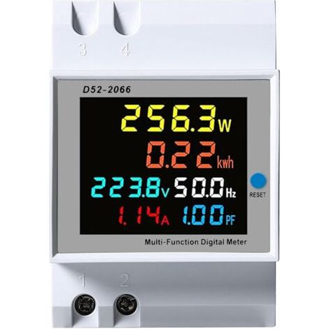 PA Energiezähler, einphasiges elektrisches DIN-Schienen-KWH-Messgerät, AC40–300 V, 100 A, Strom, Volt, Ampere, Watt, Verbrauch, Voltmeter, Amperemeter, mit CT (1/5)