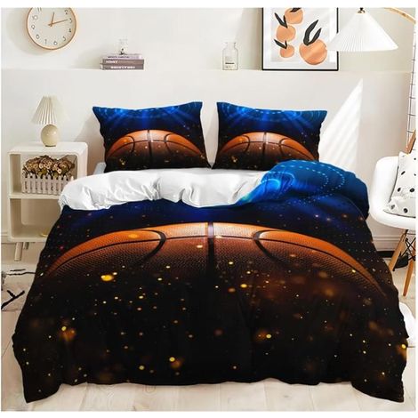 Housse de Couette Basket-Ball Parure de Lit 140x200 Enfant Imprimé 3D de Sports de Balle Ensemble de Literie Microfibre - UML (1/4)
