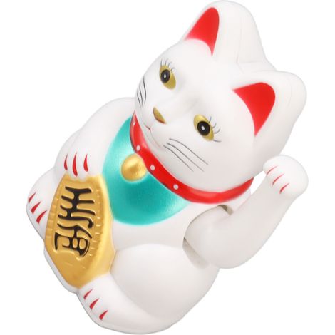 10 cm große Glückskatze, winkende Hand, einladende Katze, Dekoration für Zuhause, Schreibtisch, Geschenk, Weiß (1/5)