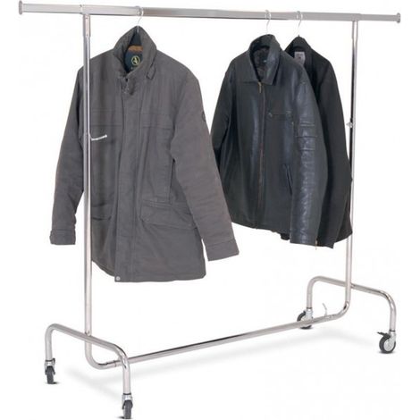 PROVOST - Portant à vêtements chromé 1 niveau réglable - Structure acier extensible et réglable