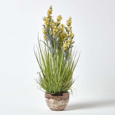 HOMESCAPES Kunstblumen Lavendel in brauner Topf, gelb, 66 cm hoch (1/5)