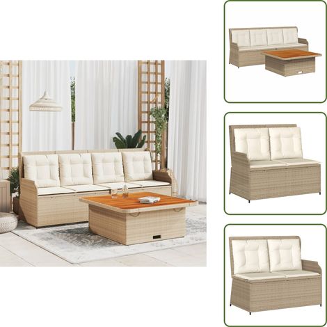 Coussins de siège - vidaXL Salon de jardin avec coussins 3 pcs beige résine tressée - Housses amovibles (1/5)