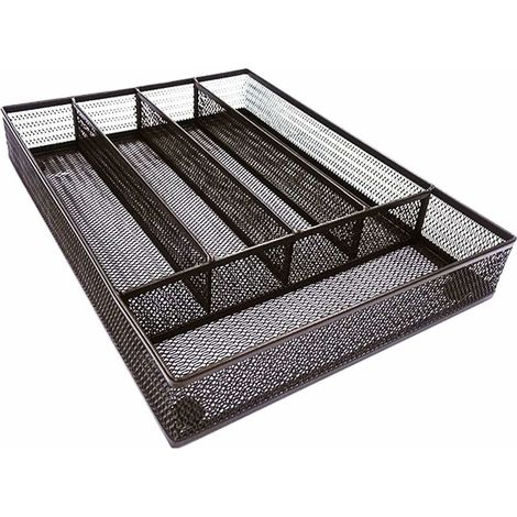 Support de rangement pour plateau à couverts en métal, compartiment de rangement pour tiroir de cuisine à 5 mailles, support de rangement pour tiroir à couverts et support de rangement avec pieds en m (1/5)