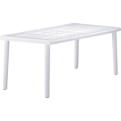 Garbar – Table rectangulaire de jardin 180x90cm – Polypropylène blanc – Résistante aux intempéries et protection UV – Pour 6 personnes