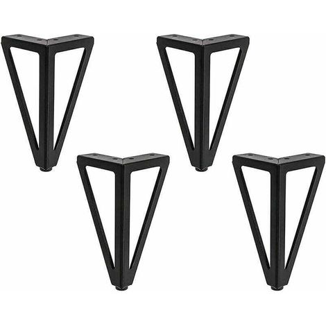 4x Black Triangular Metal Table Legs, 15cm High, Modern Style Furniture Legs Suitable for Cabinets and Sofas