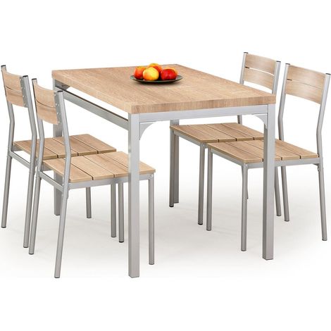 Conjunto de comedor Houston 128, Roble Sonoma, 75x70x110cm, Diámetro: 0, Número de asientos: 4, Estilo: Contemporary