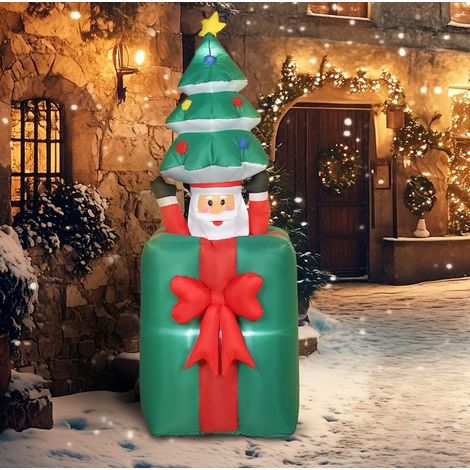 Décoration de Noël gonflable LED 80x67x213 cm en polyester rouge, pour jardin stable – MEUBLIV (1/5)