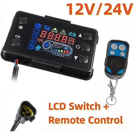 Télécommande universelle 12V/24V pour chauffage automobile air/diesel avec interrupteur LCD, compatible avec les camions et les modèles Webasto (1/5)