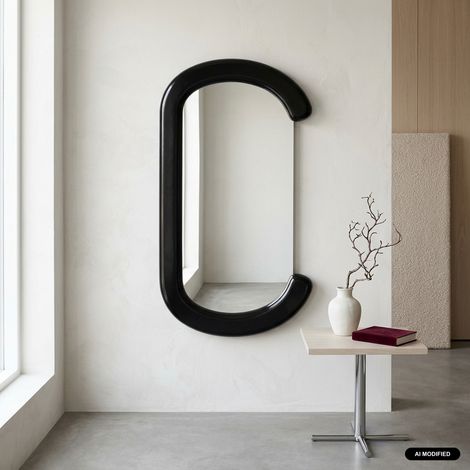 sweeek - Miroir ovale décor bois 91cm noir - Link (1/4)