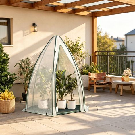 Serre de jardin compacte en PE 160 x 160 x 180 cm avec structure en acier (1/5)