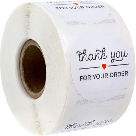 Étiquettes rondes autocollantes pour pâtisserie, paquet de 500 - Papier kraft - Merci pour votre commande - 2,5 cm (1/5)
