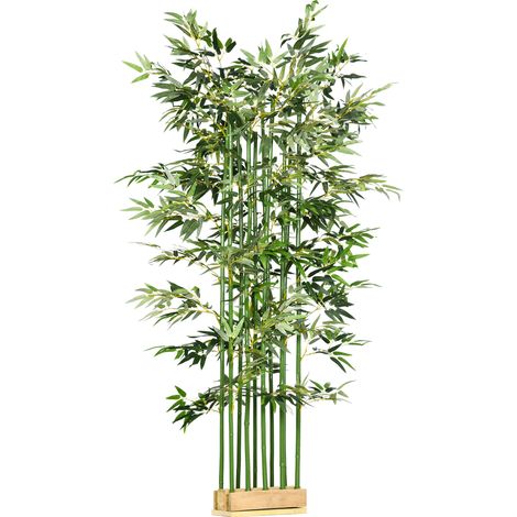 Bambú artificial de 180 cm con macetero de madera, planta decorativa verde sin mantenimiento (1/5)
