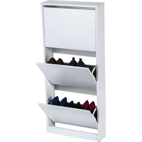 TOPKIT |Armoire à chaussures Congo 50ab| Étagère à chaussures étroite | Meuble à chaussures | Meuble à chaussures avec 3 portes pliantes. | Blanc (1/5)