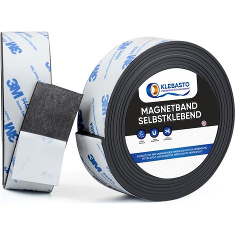 Bande magnétique autocollante, 1,5 mm d'épaisseur, bande magnétique autocollante, avec adhésif puissant, pour cuisine, école et bureau (10 mm x 3 m) (1/5)