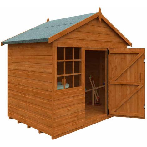4 x 6 Feet Wendyhouse 12mm Shed - Solid Wood/Softwood/Pine - L115 x W175 x H172.4 cm - Burnt Orange