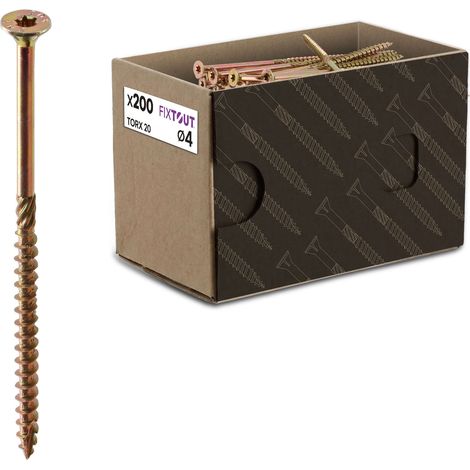 200 Vis bois Torx à tête fraisée plate expert - Acier galvanisé - Diamètre 4mm - anti-fendage - moletage de serrage - Longueur 70 mm (1/5)