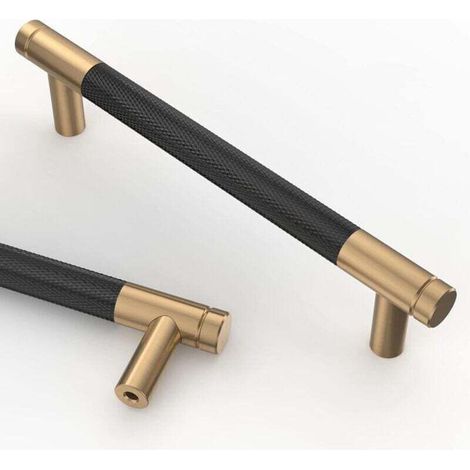 10 pièces poignées de meuble cuisine noir doré, 128 mm, alliage métallique résistant, pour tiroirs et armoires modernes (1/5)