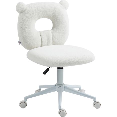 Chaise de bureau enfant pivotante réglable en hauteur sans accoudoirs design ours blanc (1/5)