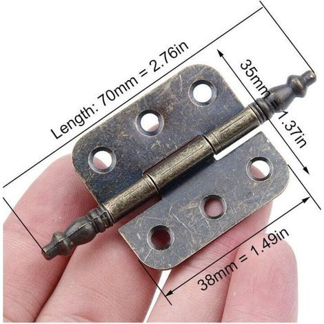 4 PCS Charnières Antiques 70X35mm Charniere Porte Placard Vintage 6 Trous Charnières Rétro Pliant Charniere Decorative Fer Charnière Porte Meuble Ancien pour Tiroir Armoire Boîtes (1/3)