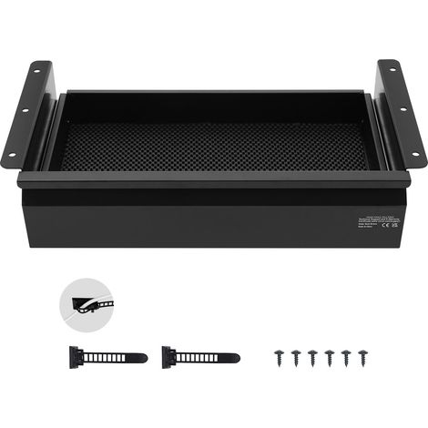 Tiroir coulissant sous bureau 16", rangement caché sous table, organisateur de bureau escamotable, fixation sous plan, 17x9x4 cm, pour poste assis-debout, bureau et maison. (1/5)