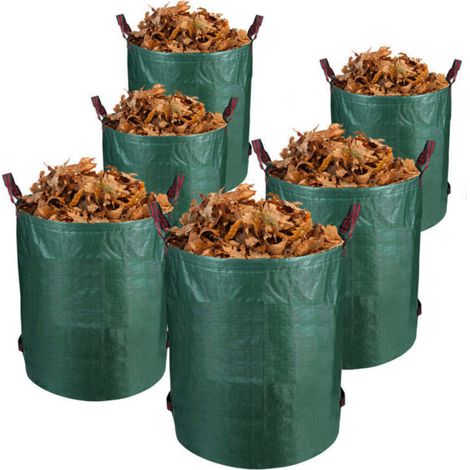 EINFEBEN 6X Gartensack Rasenbehälter XXL Laubsack Grünschnittsack 272L Behälter (1/5)