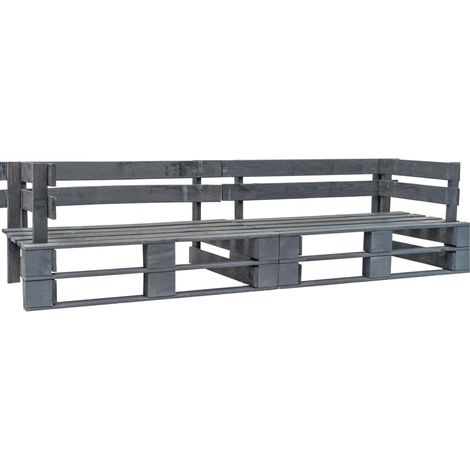 Garten-Palettensofa 2-Sitzer Grau Holz