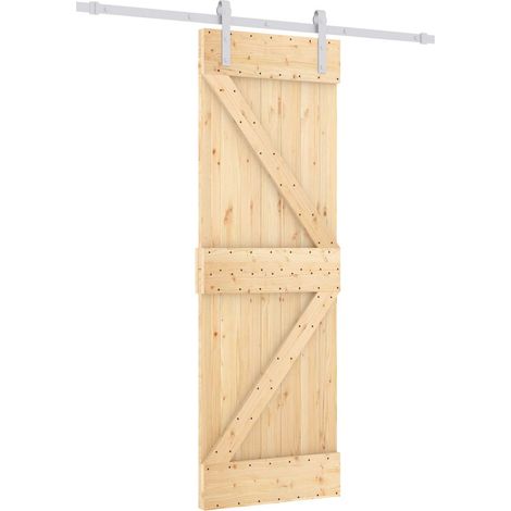 Schiebetür Natürlich und Weiß 70 x 210 cm Massivkiefer vidaXL