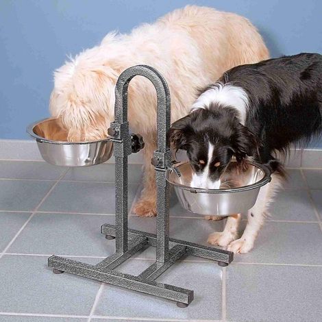 Trixie Soporte ajustable para comederos plateado para perro (1/2)