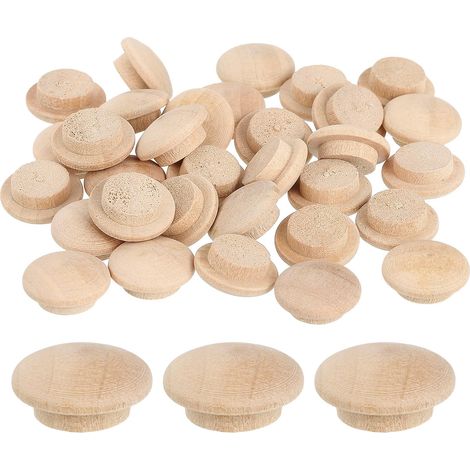 80Pcs Bouchons à Bouton en Bois, 12mm/0,47" Bouchon de Trou de Vis en Bois Dur, Capuchons en Bois de Dôme, Bouchon en Bois pour Meubles, Travail du Bois, Artisanat (18mm x 12mm) (1/5)
