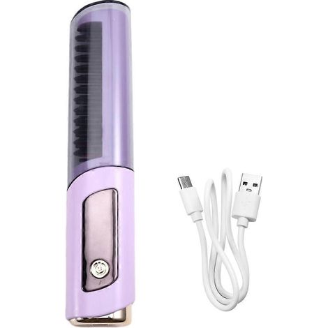 Peigne lisseur à ions négatifs - Brosse lissante portable avec affichage de la température et conception anti-brûlure (1/5)