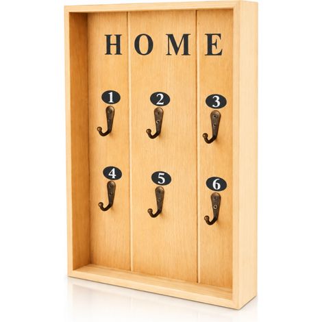 Cassetta Portachiavi Parete Legno 6 Ganci – HOME 20x3,5x30 cm 07077