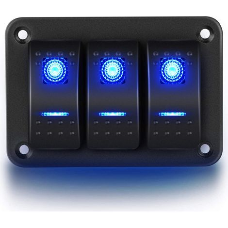 12V/20A, 24V/10A, 3 Gang Panneau en Aluminium Bascule Tableau de Bord Lumière LED, 5 Broches Marche/Arrêt Pré-Câblé Support de Commutateur à Bascule pour Voiture Automobile Bateau Marin (1/5)