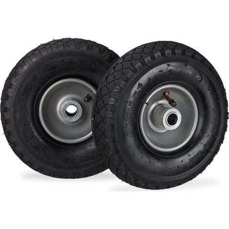 Lot de 2 roues de brouette caoutchouc 3.00-4 26 x 8,5 cm confort de transport extérieur en caoutchouc gris (1/4)