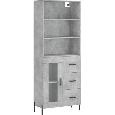 Aparador cómoda cómoda armario mueble organizador cocina salón salón alto 69,5 x 34 x 180 cm madera contrachapada gris 020034517 (1/5)