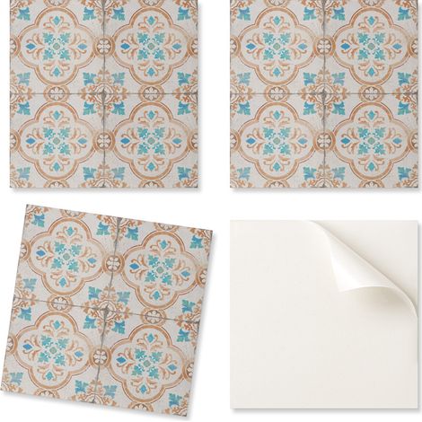 Baldosas de vinilo autoadhesivas decorativas con motivo floral, 20x20x20 cm.