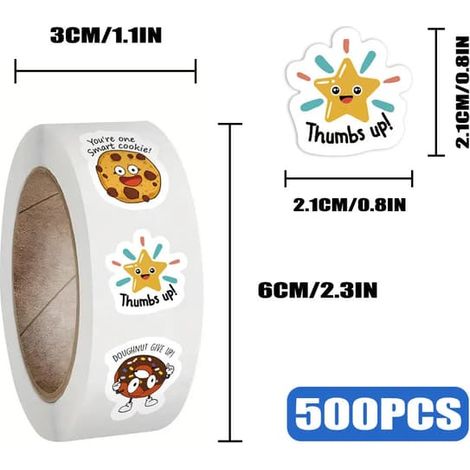 500 pcs/rouleau d'autocollants de récompense en anglais inspirés de Noël et d'Halloween pour enfants, autocollants graffiti pour vélo et compte à main JJT002 - couleur (1/4)