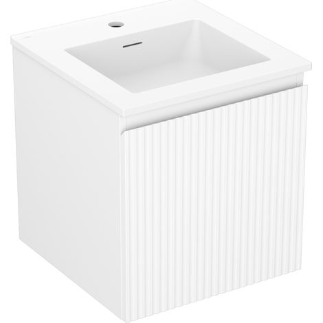 Mexen Rivel mobiletto da bagno 45 cm con lavabo Otis, 1 cassetto, scanalato, bianco opaco - 91A20-04547-1-BF01-W18M01 (1/5)