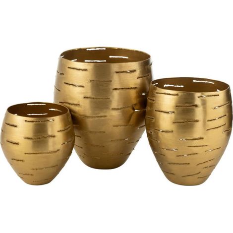 Lot de 3 Photophores en Métal "Wilburn" 52cm Or (1/5)