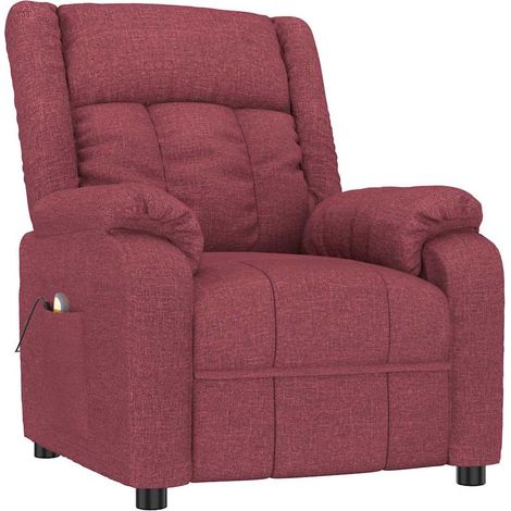 Massage Chair Wine Red Fabric vidaXL (1/5)