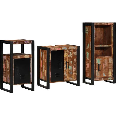 Ensemble de mobilier de salle de bain 3 pcs Bois Recyclé Solide